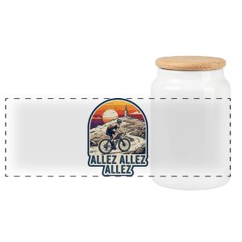 Mont Ventoux Gravel Bike Retro Sunset - Panoramic Cookie Jar with Wooden Lid - white - Front