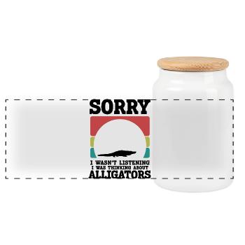 Alligator Silhouette Humor  - Panorama Keksdose mit Holzdeckel - Weiß - Vorne