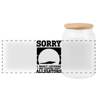 Alligator Silhouette Humor - Panorama Keksdose mit Holzdeckel - Weiß - Vorne