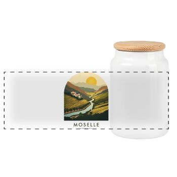 Mosel Germany | Vintage River Valley Poster - Panorama Keksdose mit Holzdeckel - Weiß - Vorne