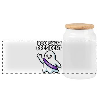 Boo Crew President Halloween Geist - Panorama Keksdose mit Holzdeckel - Weiß - Vorne