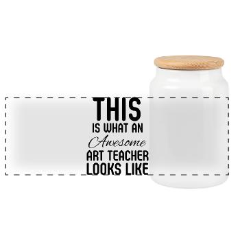 Kunstlehrerin Künstler Kreatives Geschenk - Panorama Keksdose mit Holzdeckel - Weiß - Vorne