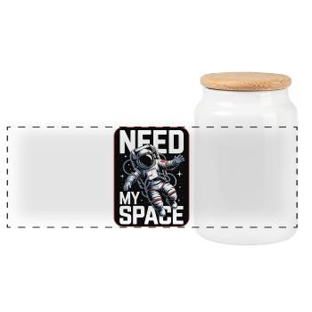 Need My Space Astronaut - Panorama Keksdose mit Holzdeckel - Weiß - Vorne