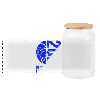 Basketball Meister Edition 2026 in Blau Weiss - Panorama Keksdose mit Holzdeckel - Weiß - Vorne