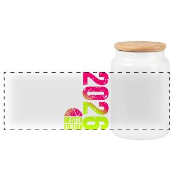 Basketball Meister Edition 2026 in lime pink - Panorama Keksdose mit Holzdeckel - Weiß - Vorne