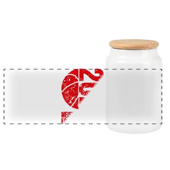 Basketball Meister Edition 2026 in rot und weiß - Panorama Keksdose mit Holzdeckel - Weiß - Vorne