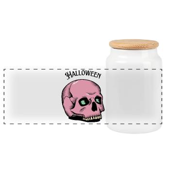 Pink Skull Halloween Totenkopf Gothic Geschenk - Panorama Keksdose mit Holzdeckel - Weiß - Vorne
