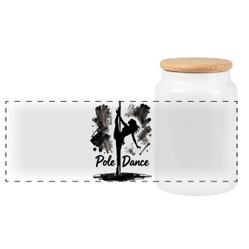 Pole Dance Silhouette – Ästhetische Kunst - Panorama Keksdose mit Holzdeckel - Weiß - Vorne