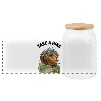 Mountains - Take a Hike - Panoramic Cookie Jar with Wooden Lid - white - Front