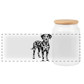 Dalmatian - Panoramic Cookie Jar with Wooden Lid - white - Front