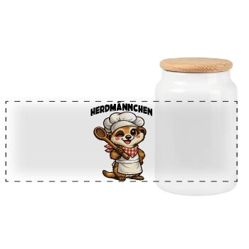 Herdmännchen - Panorama Keksdose mit Holzdeckel - Weiß - Vorne
