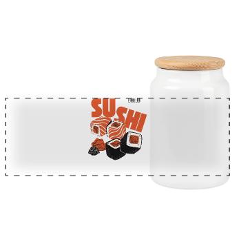 Sushi Japan Foodie Asia Essen Geschenk - Panorama Keksdose mit Holzdeckel - Weiß - Vorne