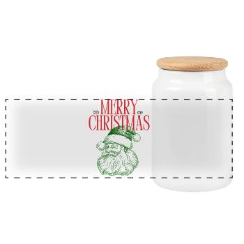 Merry_ChristmasMerry Christmas Santa Vintage Weihn - Panorama Keksdose mit Holzdeckel - Weiß - Vorne