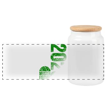 Basketball Meister Shirt 2026, grün weiß - Panorama Keksdose mit Holzdeckel - Weiß - Vorne