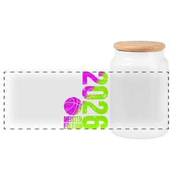 Basketball Meister Shirt 2026, lime Pink - Panorama Keksdose mit Holzdeckel - Weiß - Vorne