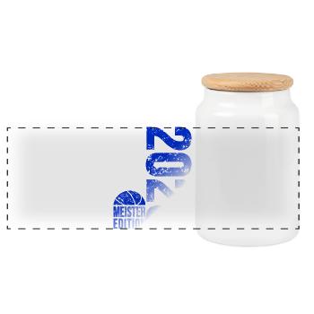 Basketball Meister Shirt 2026, blau weiß - Panorama Keksdose mit Holzdeckel - Weiß - Vorne