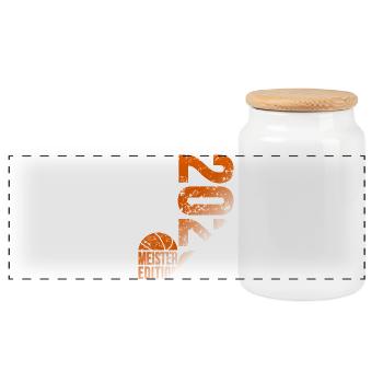 Basketball Meister Shirt 2026, Orange weiß - Panorama Keksdose mit Holzdeckel - Weiß - Vorne