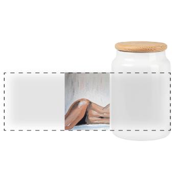 Impressionist Nude Lying Down - Panoramic Cookie Jar with Wooden Lid - white - Front