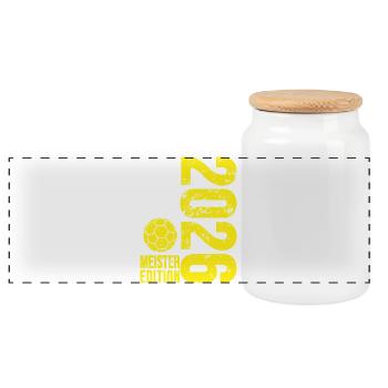 Handball Meister Shirt 2026, Gelb, yellow edition - Panorama Keksdose mit Holzdeckel - Weiß - Vorne