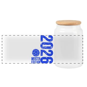 Handball Meister Shirt 2026, blue Edition - Panorama Keksdose mit Holzdeckel - Weiß - Vorne