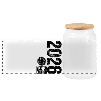 Handball Meister Shirt 2026, Black Edition schwarz - Panorama Keksdose mit Holzdeckel - Weiß - Vorne