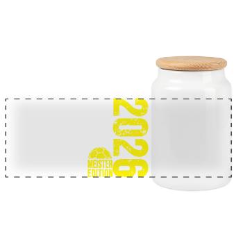 Handball Meister Shirt 2026, yellow edition, gelb - Panorama Keksdose mit Holzdeckel - Weiß - Vorne