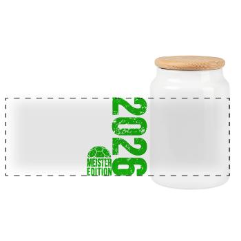 Handball Meister Shirt 2026, Grün, green Edition - Panorama Keksdose mit Holzdeckel - Weiß - Vorne