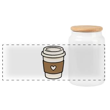 Süße Takeaway-Kaffeetasse mit Herz - Panorama Keksdose mit Holzdeckel - Weiß - Vorne