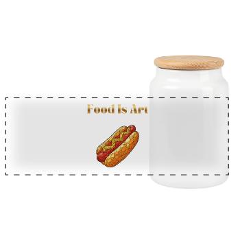 Food Is Art ... Hot Dog - Panorama Keksdose mit Holzdeckel - Weiß - Vorne