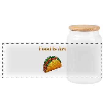 Food Is Art ... Taco - Panorama Keksdose mit Holzdeckel - Weiß - Vorne