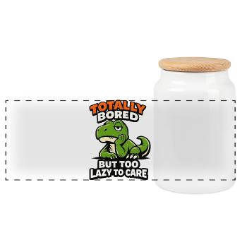 Seriously Bored Dinosaur - Panorama Keksdose mit Holzdeckel - Weiß - Vorne