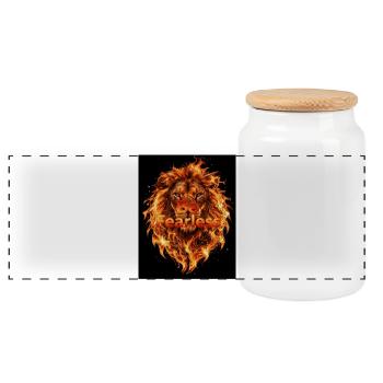 Be Fearless Feuerlöwe - Panorama Keksdose mit Holzdeckel - Weiß - Vorne