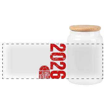 Handball Meister Shirt 2026, Rot, red edition - Panorama Keksdose mit Holzdeckel - Weiß - Vorne