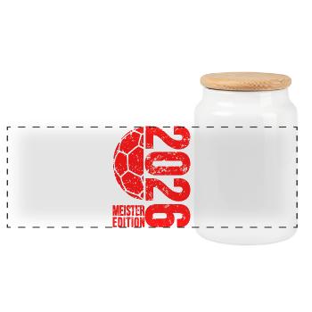 Handball Meister Shirt 2026, Rot, red edition - Panorama Keksdose mit Holzdeckel - Weiß - Vorne