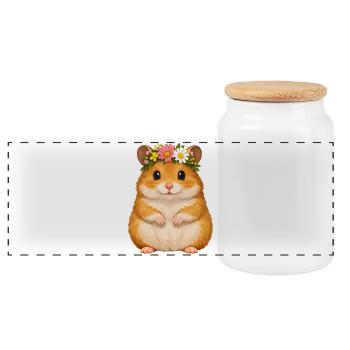 Hamster doré - Boîte à biscuits avec couvercle en bois - blanc - Devant