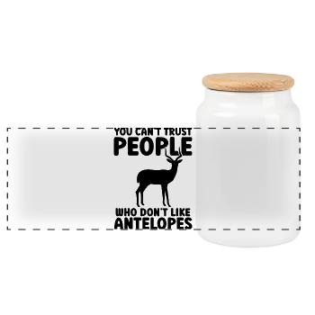 Antilope Tier Humor Wildtiere Safari - Panorama Keksdose mit Holzdeckel - Weiß - Vorne