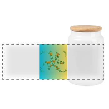 Golden Flower Vine Gradient - Panoramic Cookie Jar with Wooden Lid - white - Front