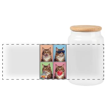 Chats Chat Américain à queue courte - Boîte à biscuits avec couvercle en bois - blanc - Devant