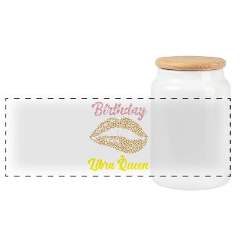 Zodiac sign Libra - Panoramic Cookie Jar with Wooden Lid - white - Front