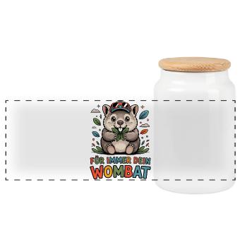 Dein Wombat - Panorama Keksdose mit Holzdeckel - Weiß - Vorne