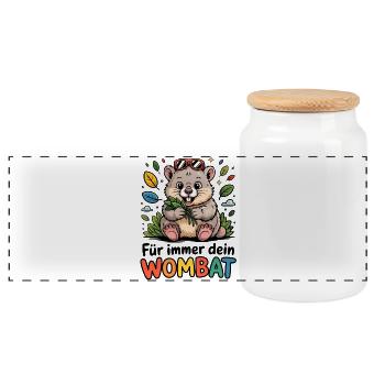 Wombat Spruch - Panorama Keksdose mit Holzdeckel - Weiß - Vorne