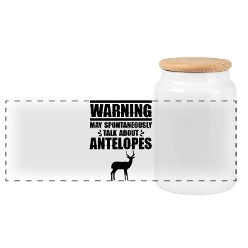 Antelope Humor Saying - Panoramic Cookie Jar with Wooden Lid - white - Front