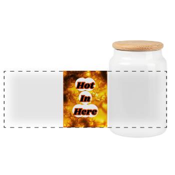 Hot I'm Here - Panoramic Cookie Jar with Wooden Lid - white - Front