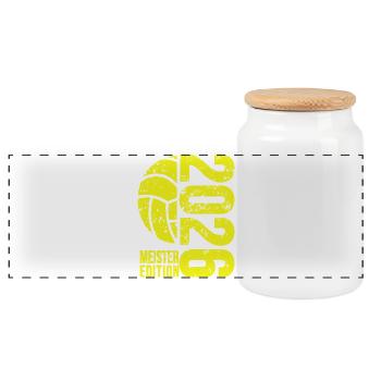 Maillot Volleyball Master 2026 jaune, sweat à capuche - Boîte à biscuits avec couvercle en bois - blanc - Devant