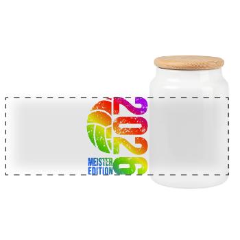 Volleyball Master Shirt 2026, rainbow - Panoramic Cookie Jar with Wooden Lid - white - Front