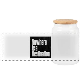 Nowhere is a Destination - Panoramic Cookie Jar with Wooden Lid - white - Front
