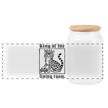 Royal Bengal Cat - Panoramic Cookie Jar with Wooden Lid - white - Front