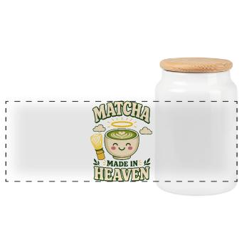 Matcha Made in Heaven - Panoramic Cookie Jar with Wooden Lid - white - Front