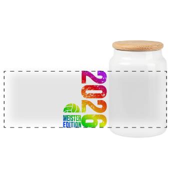 Volleyball Master Shirt 2026, rainbow bag - Panoramic Cookie Jar with Wooden Lid - white - Front