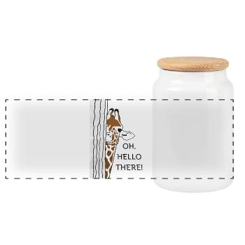 OH, BONJOUR Girafe - Boîte à biscuits avec couvercle en bois - blanc - Devant
